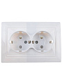 Розетка скрытой установки, 2 гнезда, с заземлением, 16 А, с защитными шторками, ABS пластик, IP20, белая, UNIVersal, Севиль, С0050
