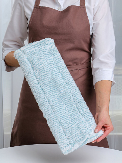 Сменный блок для швабры микрофибра, 47х17 см, плоский, прямоугольный, бело-голубой, York, Магнетик, 081700