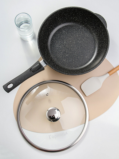 Сотейник алюминий, 28 см, антипригарное покрытие, Горница, Гранит Induction, Ист2813аг, с крышкой, съемная ручка, индукция