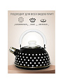Чайник сталь, эмалированное покрытие, 2.5 л, со свистком, подвижная ручка, Рубин, Малый белый горох, черный, TMM04/25/02/27/H03 - фото 2
