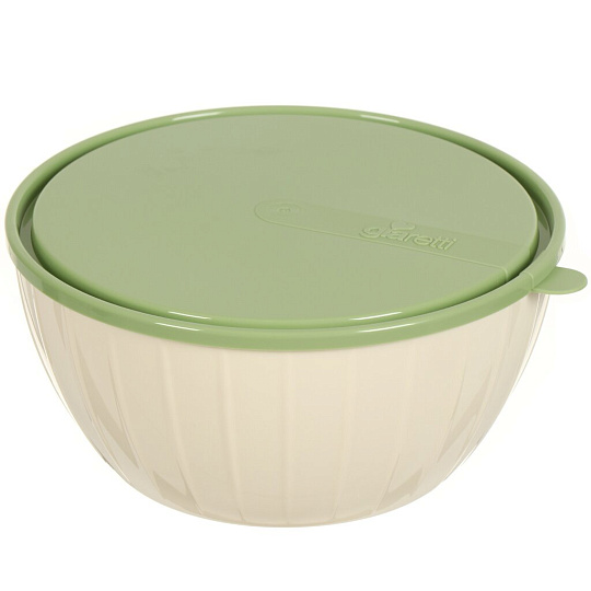 Салатник пластик, круглый, 2.8 л, с крышкой, лен, Sugar&amp;Spice, Green Republic, SE1867GR, слоновая кость, зеленый