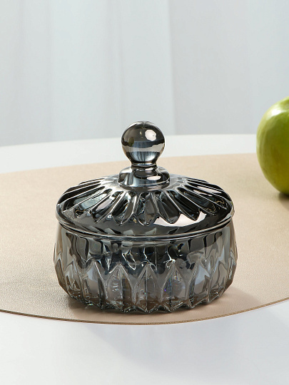 Сахарница 290 мл, стекло, 10.7х10.7 см, графит, Лотос, Y4-5379