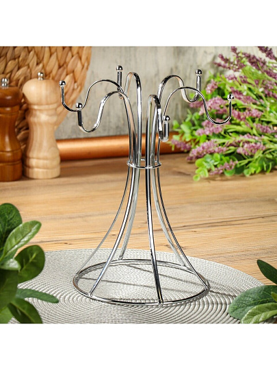 Подставка для кружек, металл, фигурная, 6 крючков, Y4-8024