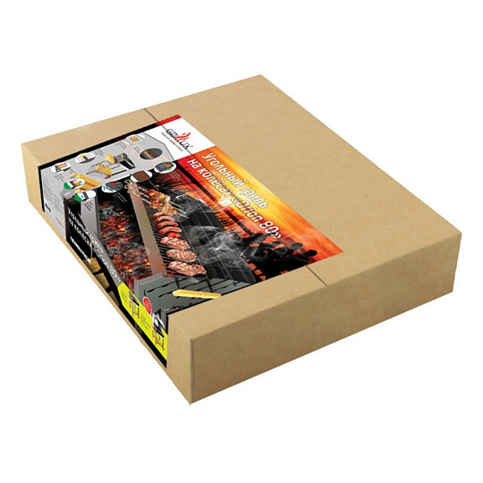 Гриль 1120х690х950 мм, 2 мм, решетка-гриль, полка, генератор угля, с колесами, угольный, Grillux, Orion 80, ВЗР2212