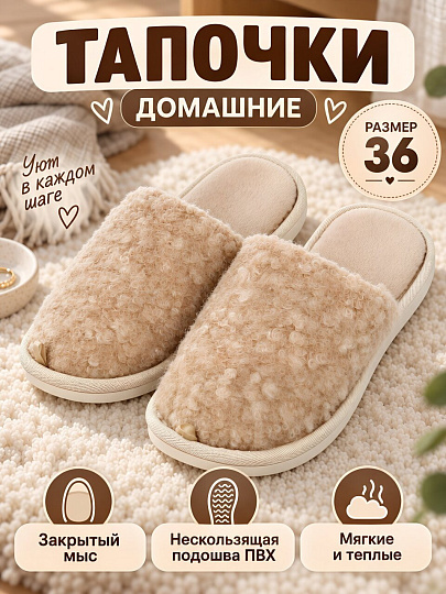 Тапки для женщин, в ассортименте, р. 36, закрытые, Lucky Land, 5203 W-PVC-C