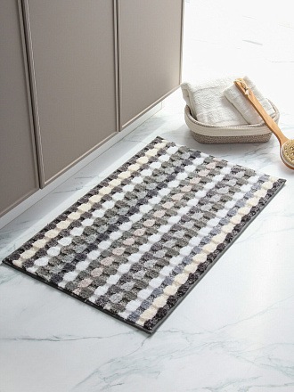 Коврик для ванной, антискользящий, 0.5х0.8 м, микрофибра, Y4-9955, полосатый, с белыми полосками