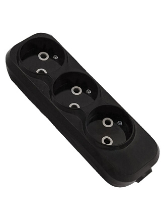 Корпус удлинителя 3 гнезда, 2 полюса, без заземления, 10 А, черный, TDM Electric, Народная, SQ1806-0425