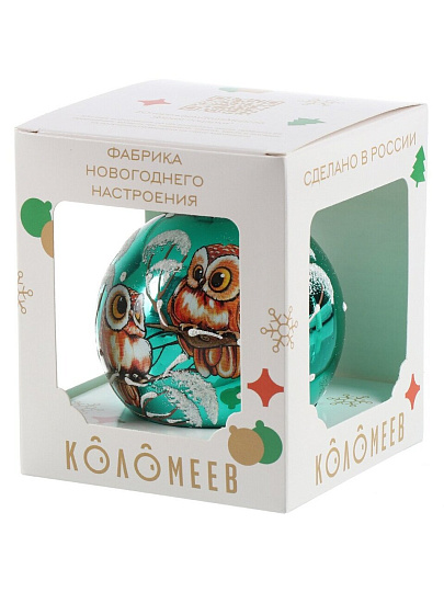Елочный шар Лесные совята-6, 8 см, в подарочной упаковке, КУ-80-18416