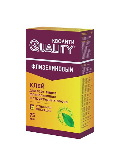 Клей для флизелиновых обоев, Quality, 75 кв.м, 450 г, картон, 7229