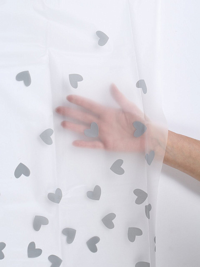 Штора для ванной 180х180 см, Peva, Черные сердца, серая, Y4-11155