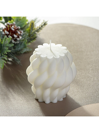 Свеча декоративная, 8.5х7 см, белая, Плетение, парафин, A330029