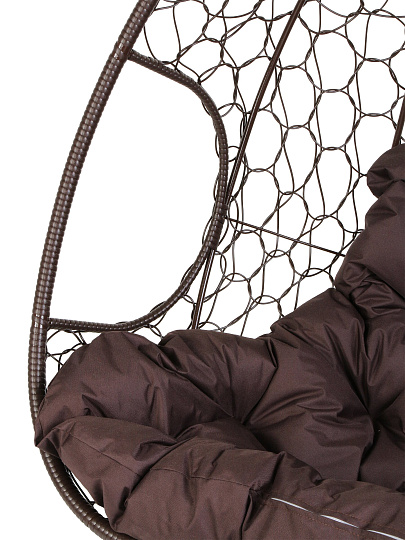 Подвесное кресло Кокон, 2-местное, 193х126х73 см, 160 кг, коричневое, ротанг, подушка коричневая, 11450205