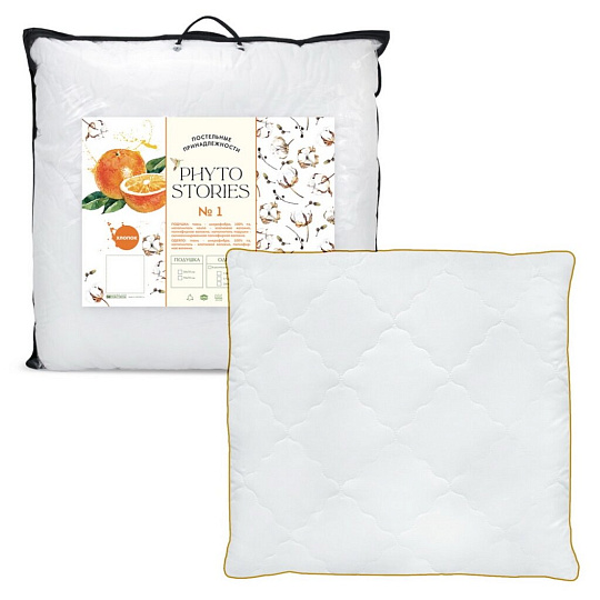 Подушка 70 х 70 см, волокно хлопковое, чехол микрофибра 100% полиэстер, кант, Phyto Stories