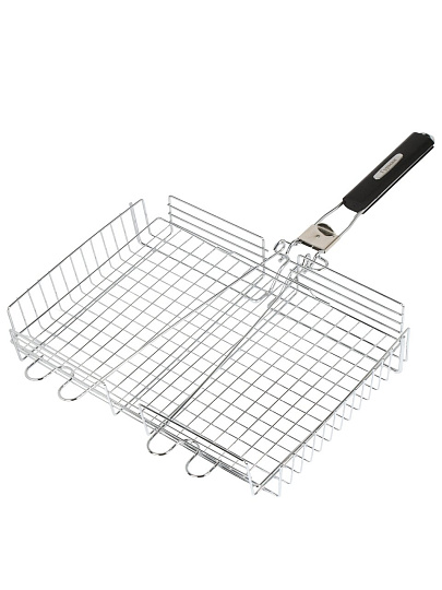 Решетка барбекю 400х280х60 мм, Гурман, хром, нержавеющая сталь, рукоятка резина, 11100002-1(40-28)