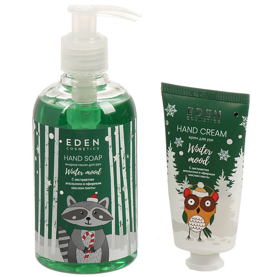 Набор подарочный для женщин, Eden, Winter Mood №2 Green, крем для рук 50 мл + мыло жидкое 245 мл