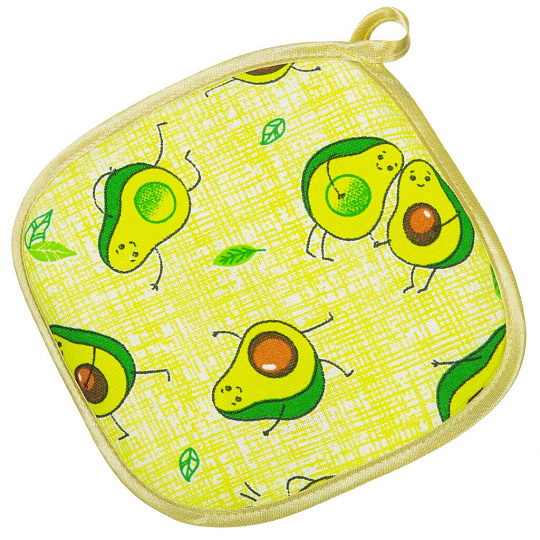Прихватка 18х18 см, рогожка, 100% хлопок, Текстильная лавка, Авокадики на велике, 10317/1