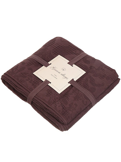 Плед евро, 200х220 см, 100% хлопок, Barkas, Green Days, коричневый, AI-2209005