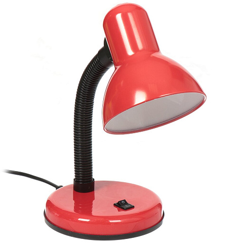 Светильник настольный на подставке, E27, 60 Вт, черный, абажур красный, Ultraflash, UF-301Р С04, 12898