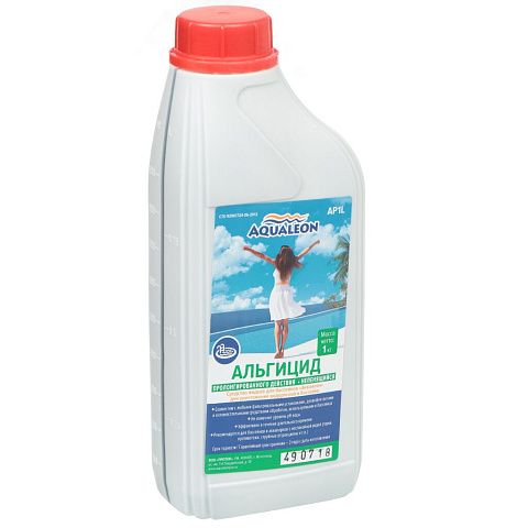 Средство для удаления водорослей Aqualeon, Альгицид, AP1L, жидкое средство, пролонгированного действия, непенящийся, бутылка, 1 кг