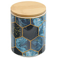 Банка для сыпучих продуктов, керамика, 0.48 л, с крышкой, Синяя мозаика, Y4-5400