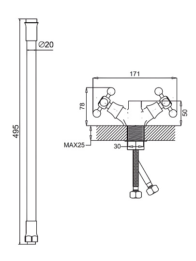 Смеситель для кухни, Potato, гибкий излив, с картриджем, P59065-7