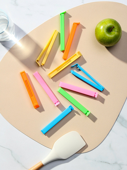 Зажимы для пакетов кухонные пластик, 11х1.4 см, 10 шт, разноцветные, Y4-11193