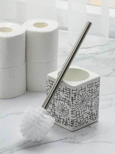 Ерш для туалета напольный, керамика, бежевая паутинка, Y4-9855