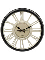 Часы настенные, 44 см, круглые, стекло, пластик, черно-белые, A250066