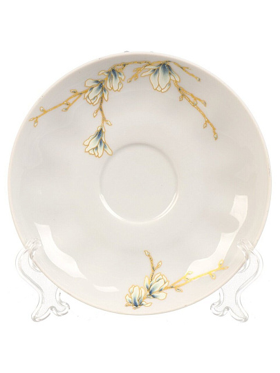 Чайная пара фарфор, 2 предмета, на 1 персону, 275 мл, Daniks, Белый лебедь Магнолия, 123312