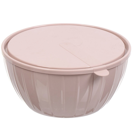 Салатник пластик, круглый, 3 шт, 5, 2.8, 1.7 л, с крышкой, Vanilla, Sugar&amp;Spice, SE187112005, латте