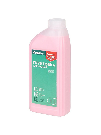 Грунтовка водно-дисперсионная, акриловая, Русские узоры, Оптима R107, глубокого проникновения, для внутренних работ, 1 л