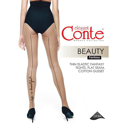 Колготки Conte ELEGANT BEAUTY 20 nero/черн 4 с имитацией шва и тату-рисунком