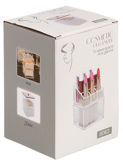 Контейнер для ватных дисков, квадратный, двойной, 9.5х9х16 см, пластик, Y4-11325