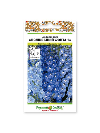 Семена Цветы, Дельфиниум, Волшебный фонтан многолетний, 0.1 г, цветная упаковка, Русский огород