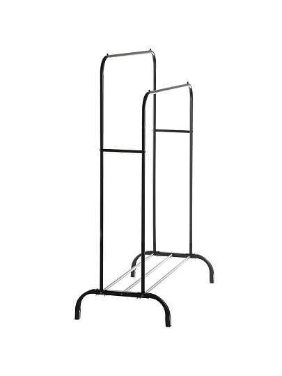 Вешалка напольная 110х50х150 см, Aqwin, металл, полка для обуви, 45 кг, Элит, черная, двойная
