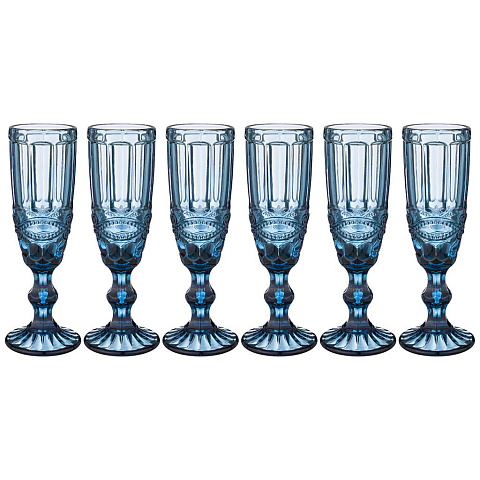 Набор бокалов для шампанского "серпентина" из 6шт. серия "Muza color" 150 мл. / в=20 см., 781-100