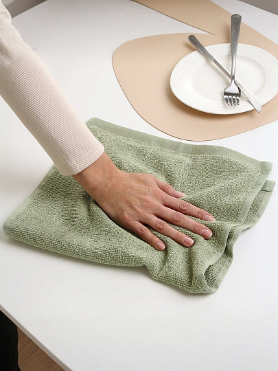 Набор полотенец кухонных 2 шт, 30х50 см, махровый, 100% хлопок, 400 г/м2, Silvano, Полосы, серо-зеленый, Узбекистан