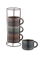 Кружка керамика, 4 шт, 180 мл, Reactive Glaze, Lefard, 155-775, металлическая подставка - фото 2