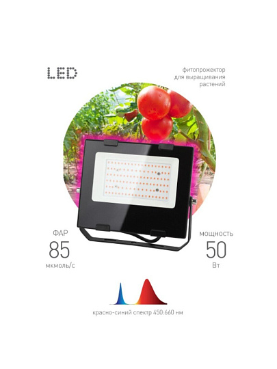 Светильник-прожектор светодиодный для растений, 50 Вт, 180-240 В, IP65, Эра, Фито FITO-50W-RB-LED, Б0046368