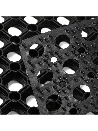 Коврик грязезащитный придверный, 50х80х1.6 см, прямоугольный, резина, сквозные отверстия, без рисунка, HM-5003