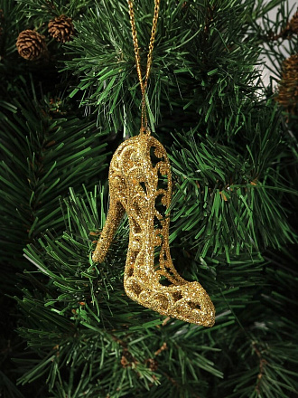 Елочное украшение Туфли, 2 шт, золотое, 7х8 см, SYZFGJE-1122107G