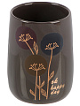 Стакан для зубных щеток, 7х10 см, керамика, цветы на сером, Y4-9866 - фото 3