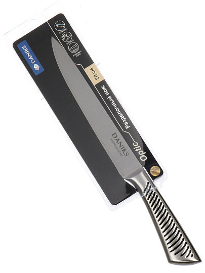 Нож кухонный Daniks, Optic, разделочный, нержавеющая сталь, 20 см, рукоятка сталь, YW-A245-SL