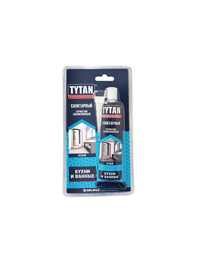 Герметик силиконовый, санитарный, Tytan, 17601, 85 мл, блистер, белый