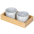 Набор для сервировки керамика, 200 мл, 2 шт, бамбуковая подставка, Y4-3554