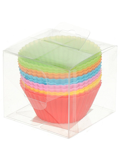 Форма для запекания силикон, 12 шт, 7х7х3.5 см, круглая, в ассортименте, Круг рифленый, Y3-1341