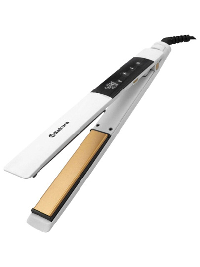 Выпрямитель Sakura, для выпрямления волос, 50 Вт, керамическое покрытие, сенсорный, белый, SA-4524W