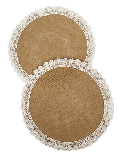 Салфетка сервировочная 38 см, круглая, 2 шт, кружево, Y4-14241