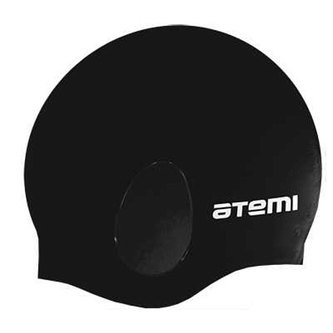 Шапочка для плавания Atemi, силикон (c "ушами"), черная, EC101, 00000101357