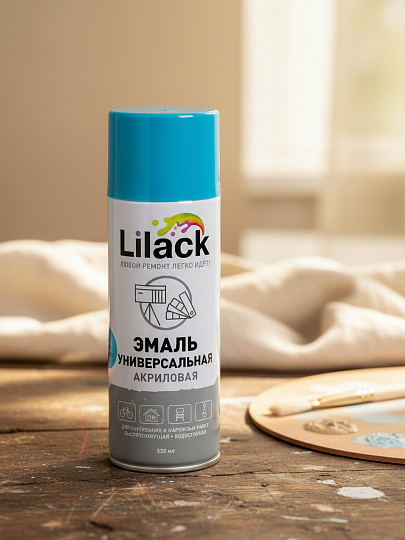 Эмаль аэрозольная, Lilack, универсальная, акриловая, глянцевая, голубая, 520 мл
